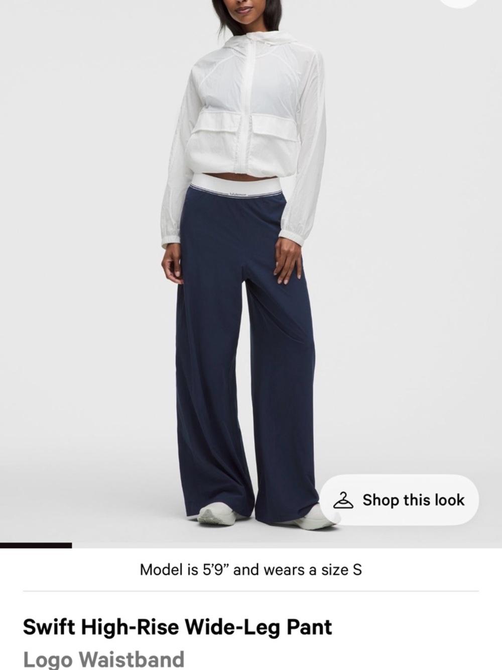 Wide Leg Navy Lounge Pants with Contrast Waistband